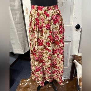 Floral Maxi Skirt - Red and Cream